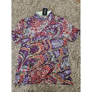 Good Good Wing It Polo Shirt Mens Small Multicolor Geometric Structured Golf NWT